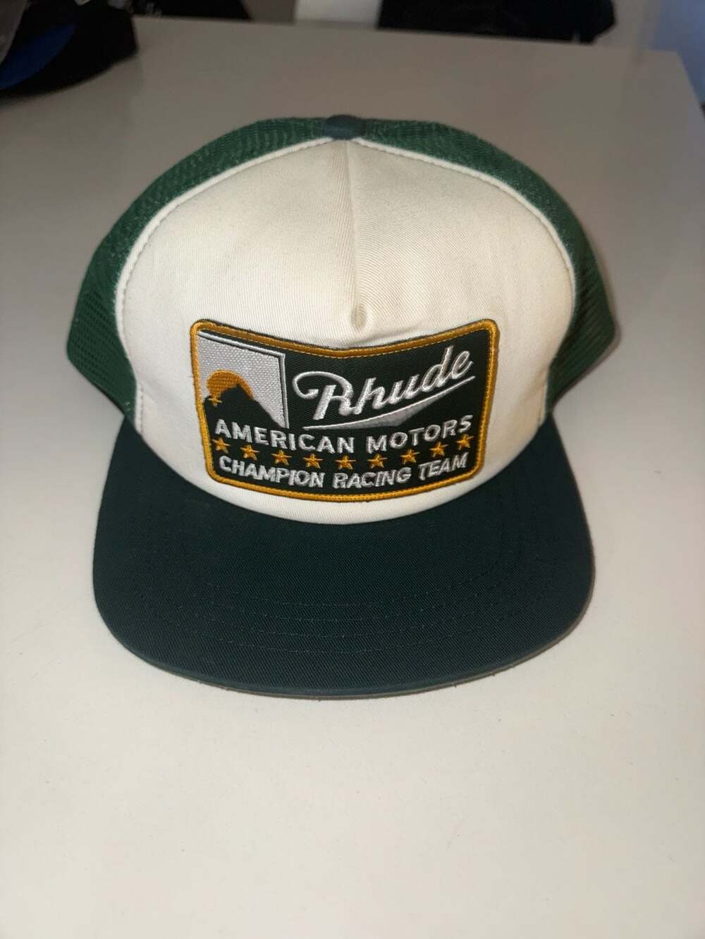 Rhude American Motors Champion Racing Team Trucker Hat Green/White One Size
